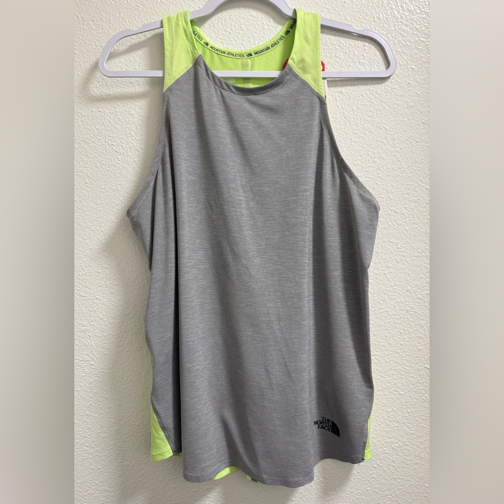 The North Face Striped Tank Top Racerback Flashdry Cool Dry Gray Womens Large